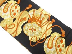 アンティーク　鼓に小槌模様織り出し袋帯（着用可）